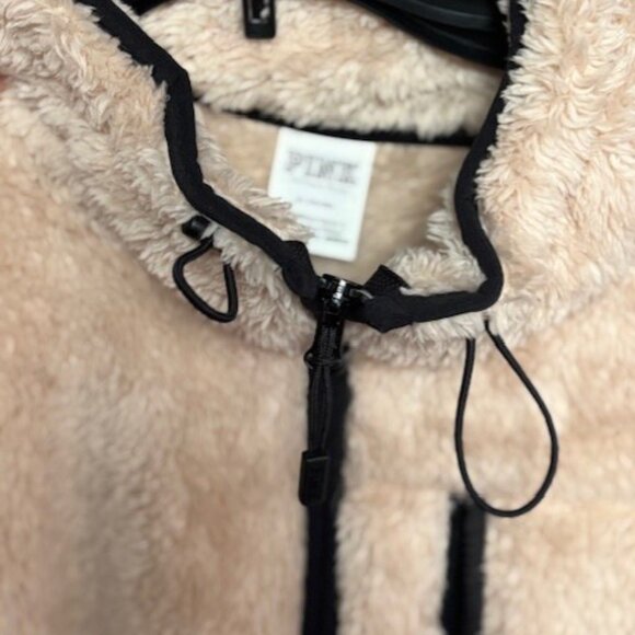 Pink Victorias Secret M Sherpa Fleece Jacket Beige 1/2 Zip Cozy Feminine Soft - Picture 5 of 8